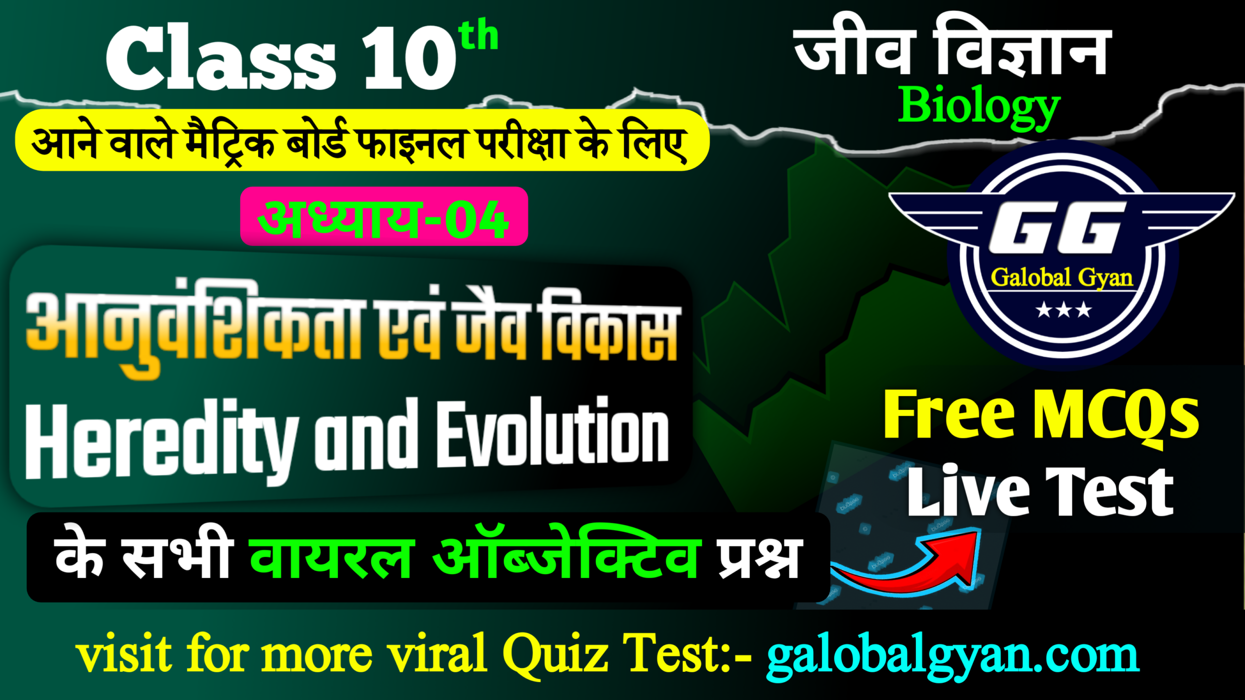 जीव विज्ञान (Biology) अध्याय-04, आनुवंशिकता एवं जैव विकास (Heredity and Evolution)