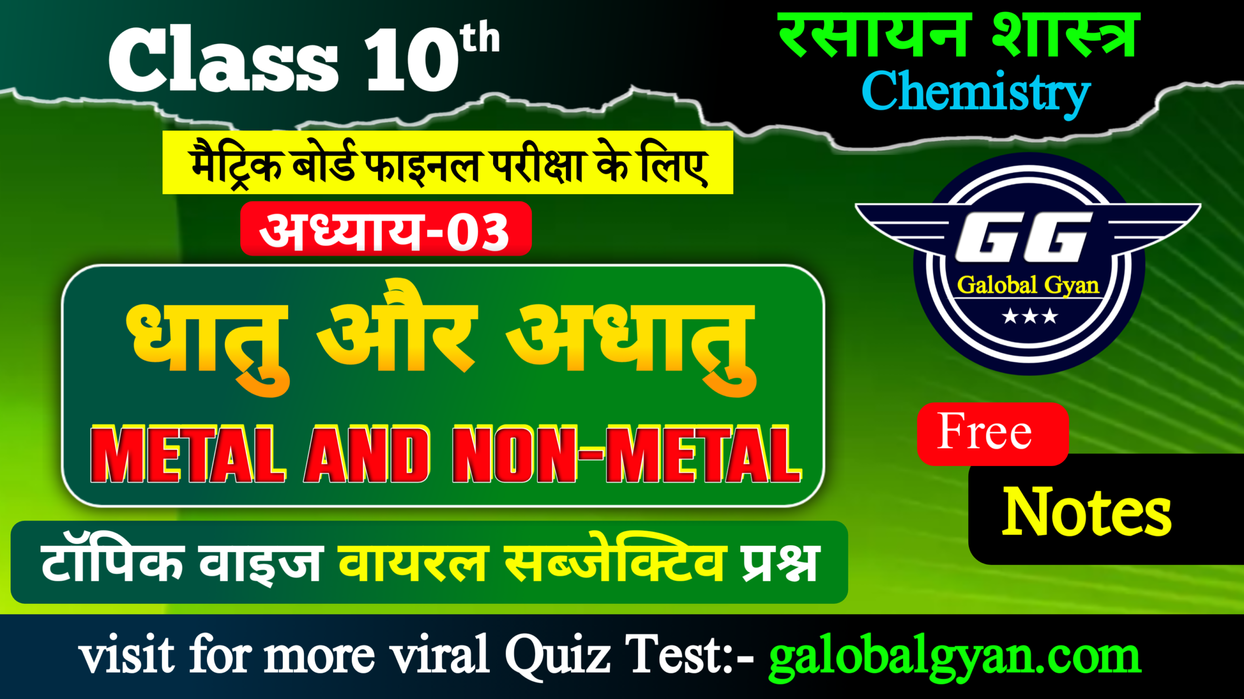 रसायन विज्ञान (CHEMISTRY) अध्याय-03 | धातु और अधातु टॉप मोस्ट वायरल सब्जेक्टिव प्रश्न