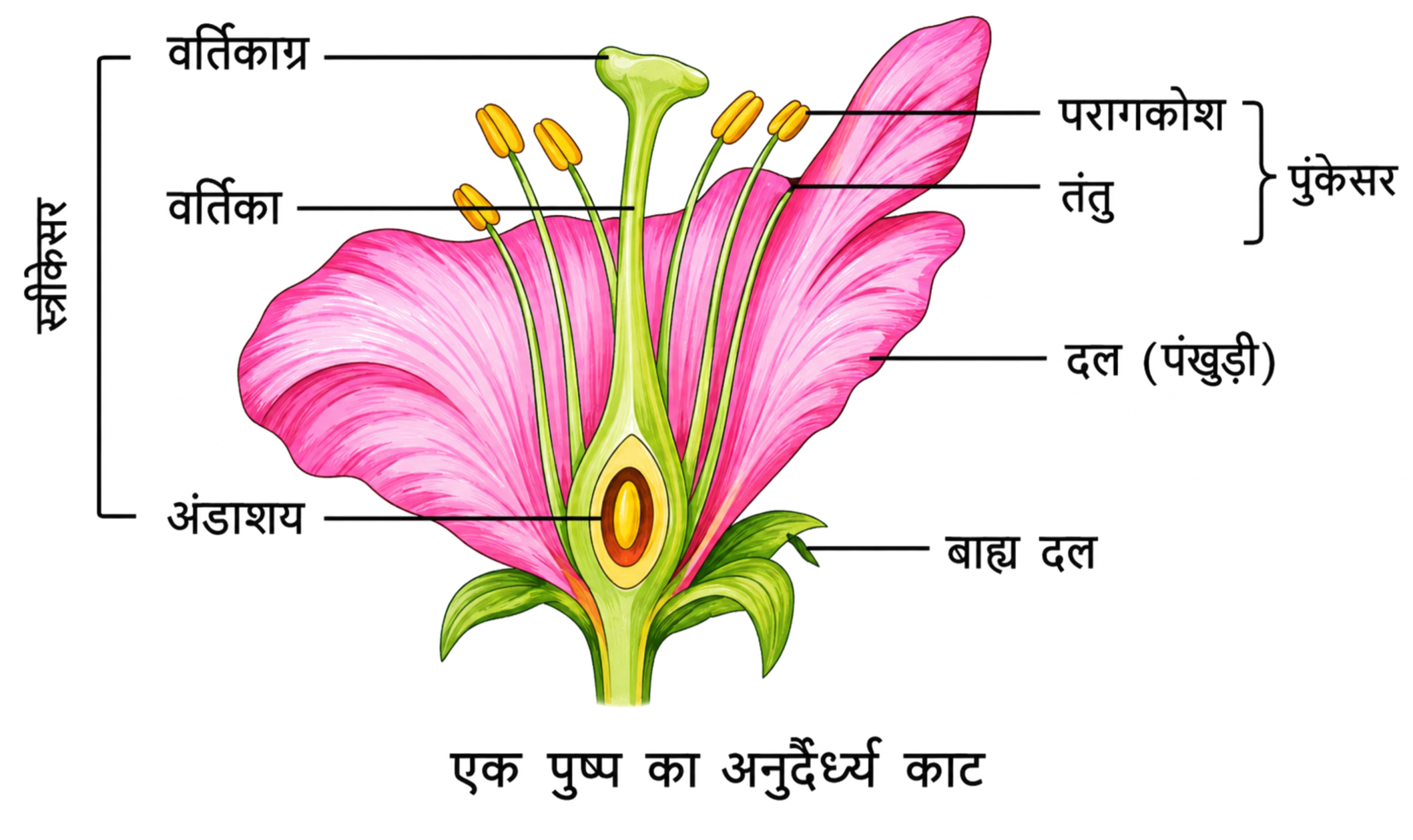 एक प्ररूपी पुष्प के सहायक अंगों