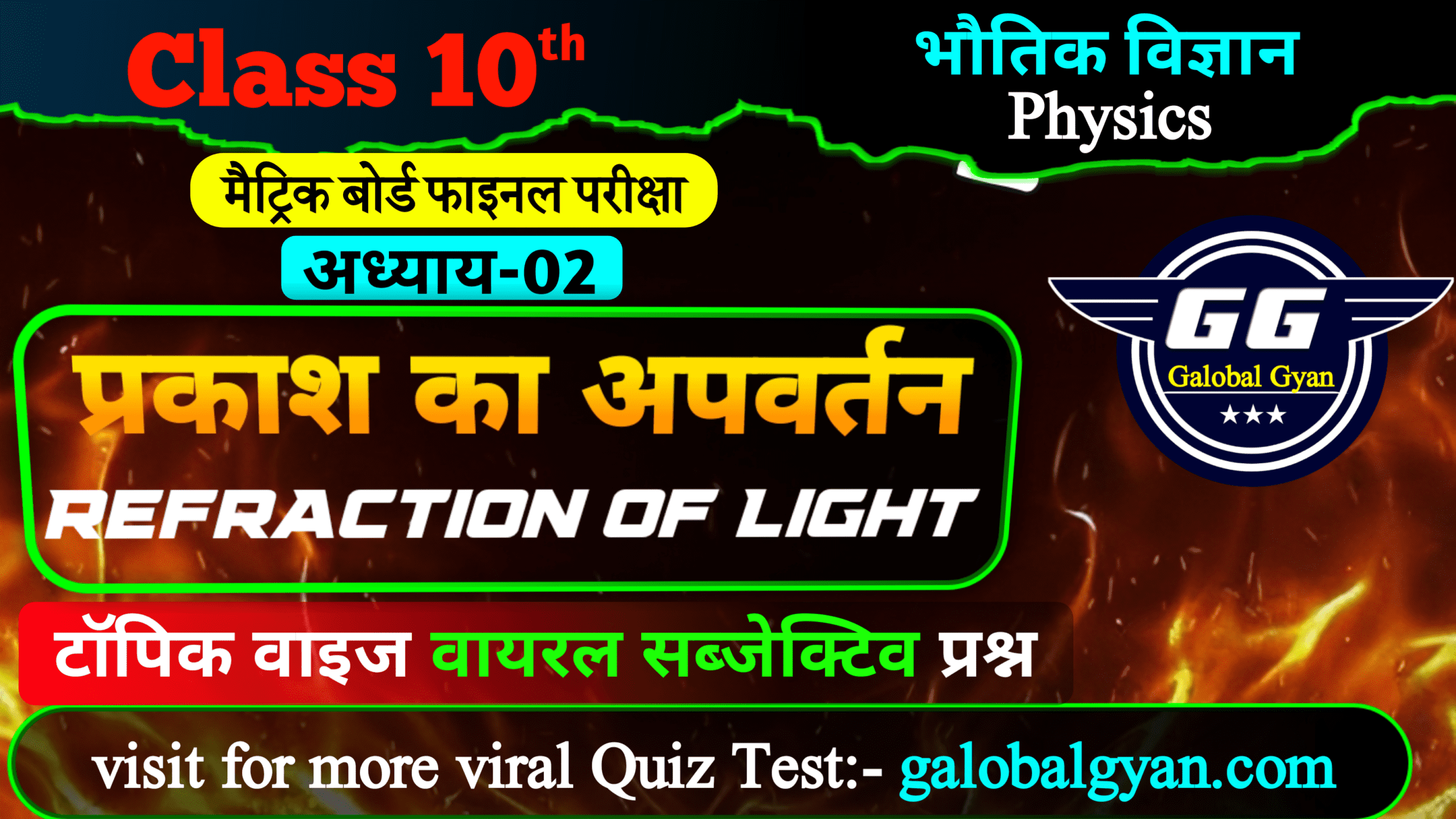 कक्षा 10वीं विज्ञान (Science) | भौतिक विज्ञान (Physics) अध्याय-02 प्रकाश का अपवर्तन (Refraction of Light) वायरल Subjective प्रश्न मैट्रिक बोर्ड फाइनल परीक्षा
